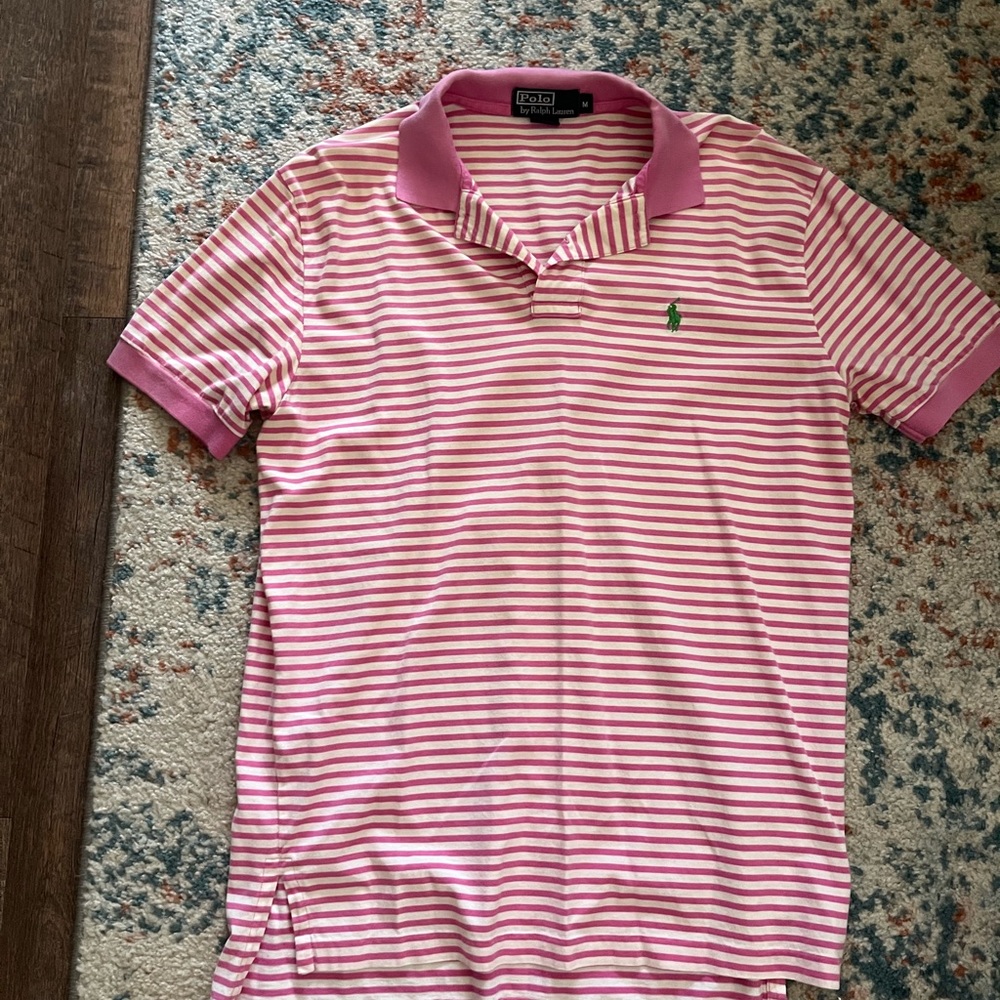 Ralph Lauren pink stripe medium polo